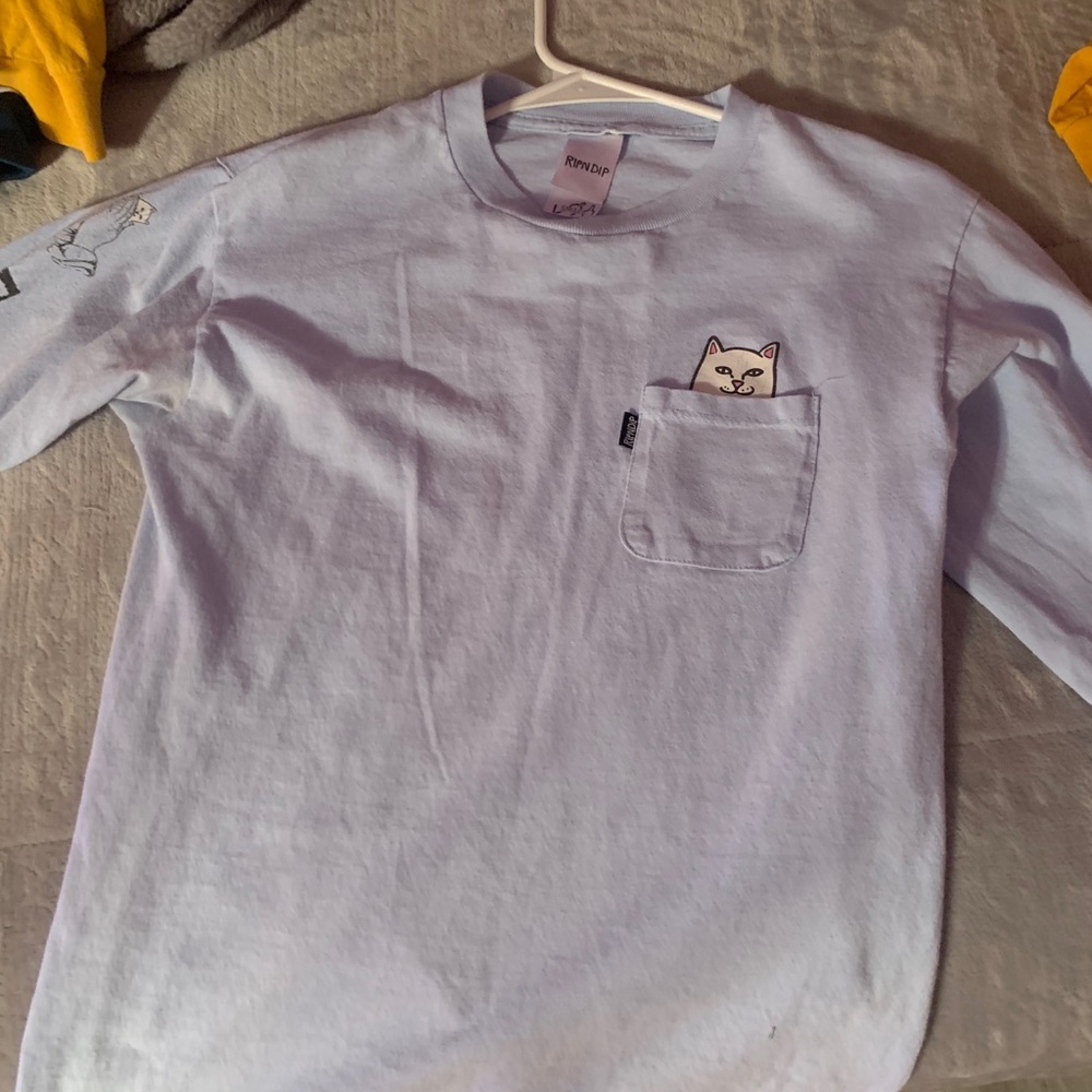 baby blue ripndip cat shirt
